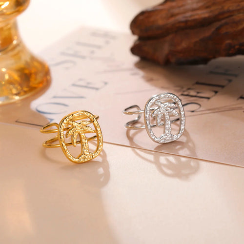 Gold palm motif ring