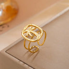 Gold palm motif ring