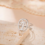 Silver palm motif ring