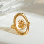 Wide bee ring for women