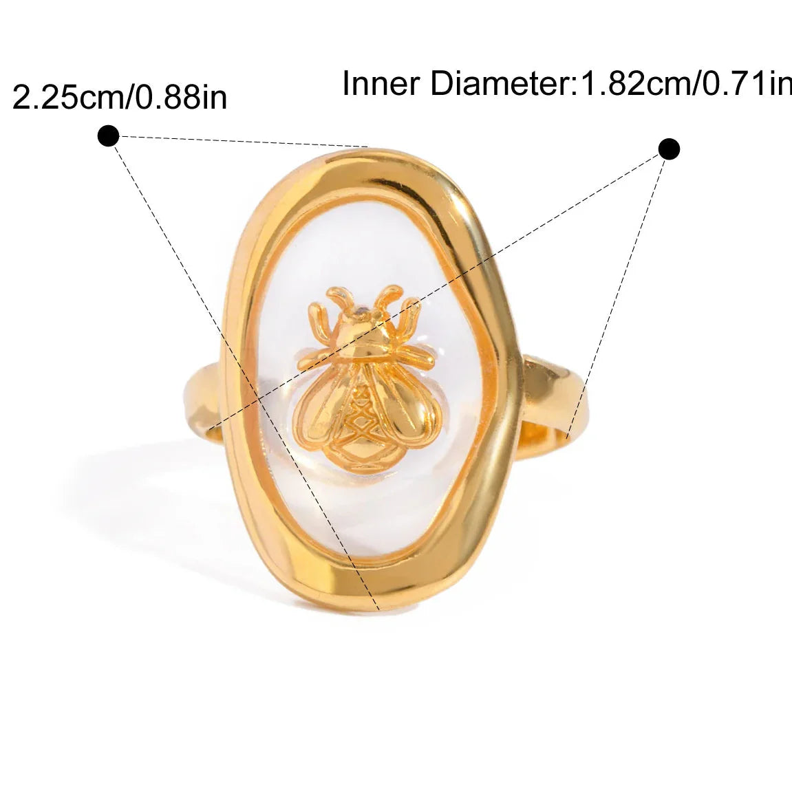 Wide bee ring for women