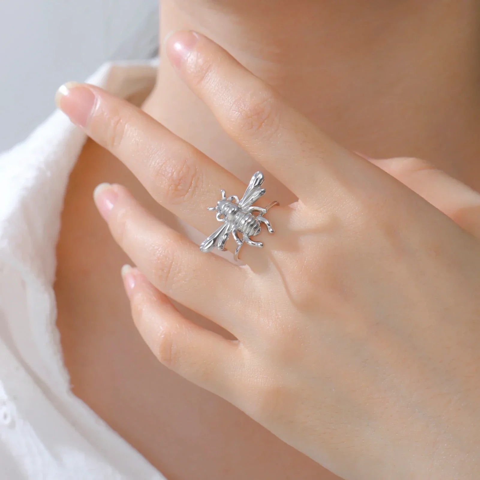 Bee ring for women silver