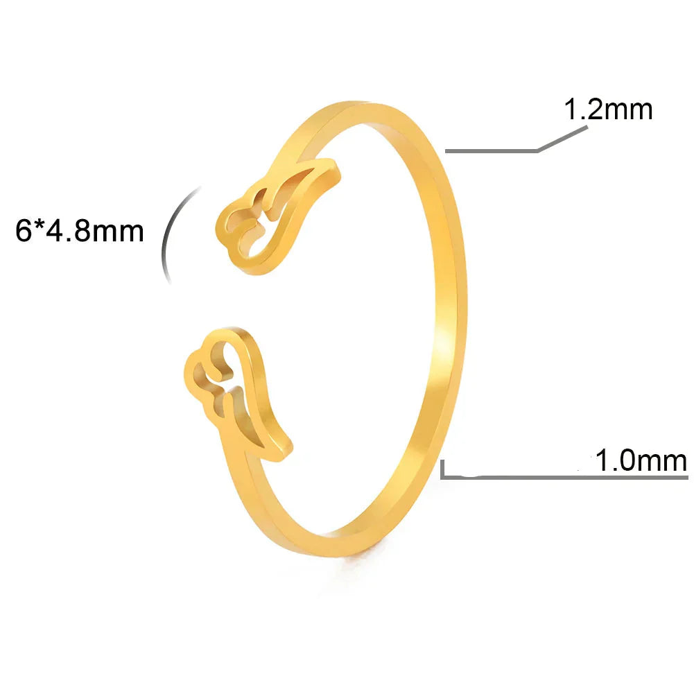 Women's angel wings ring