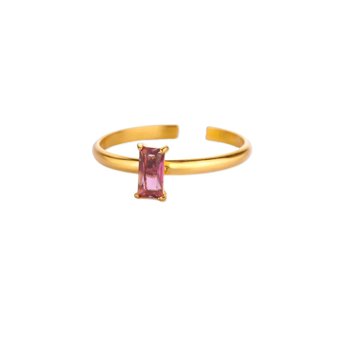 Adjustable ring with rectangular October birthstone