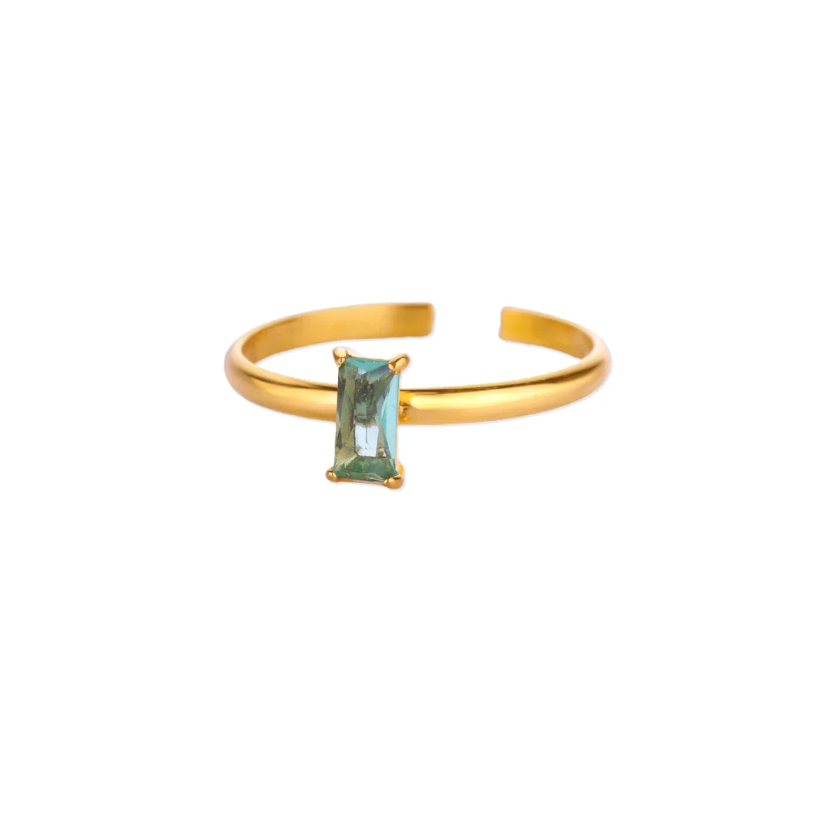 Adjustable ring with rectangular birthstone