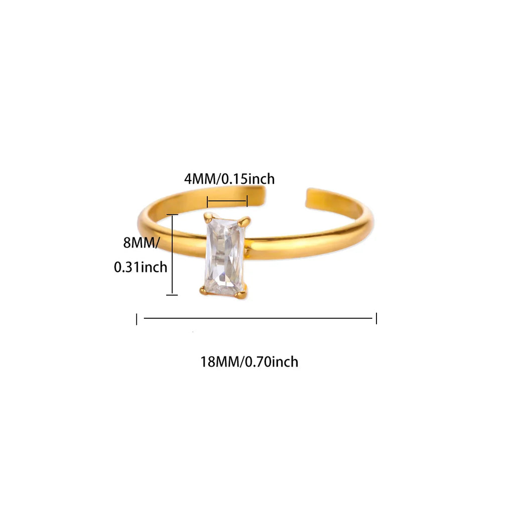 Adjustable ring with rectangular birthstone