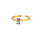 Adjustable ring with rectangular birthstone