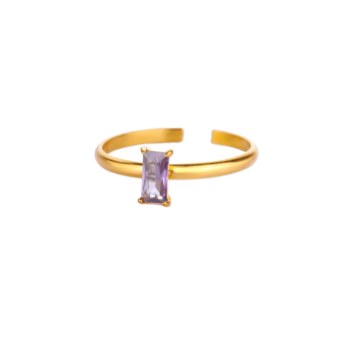 Adjustable ring with rectangular birthstone