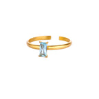 Adjustable ring with rectangular birthstone