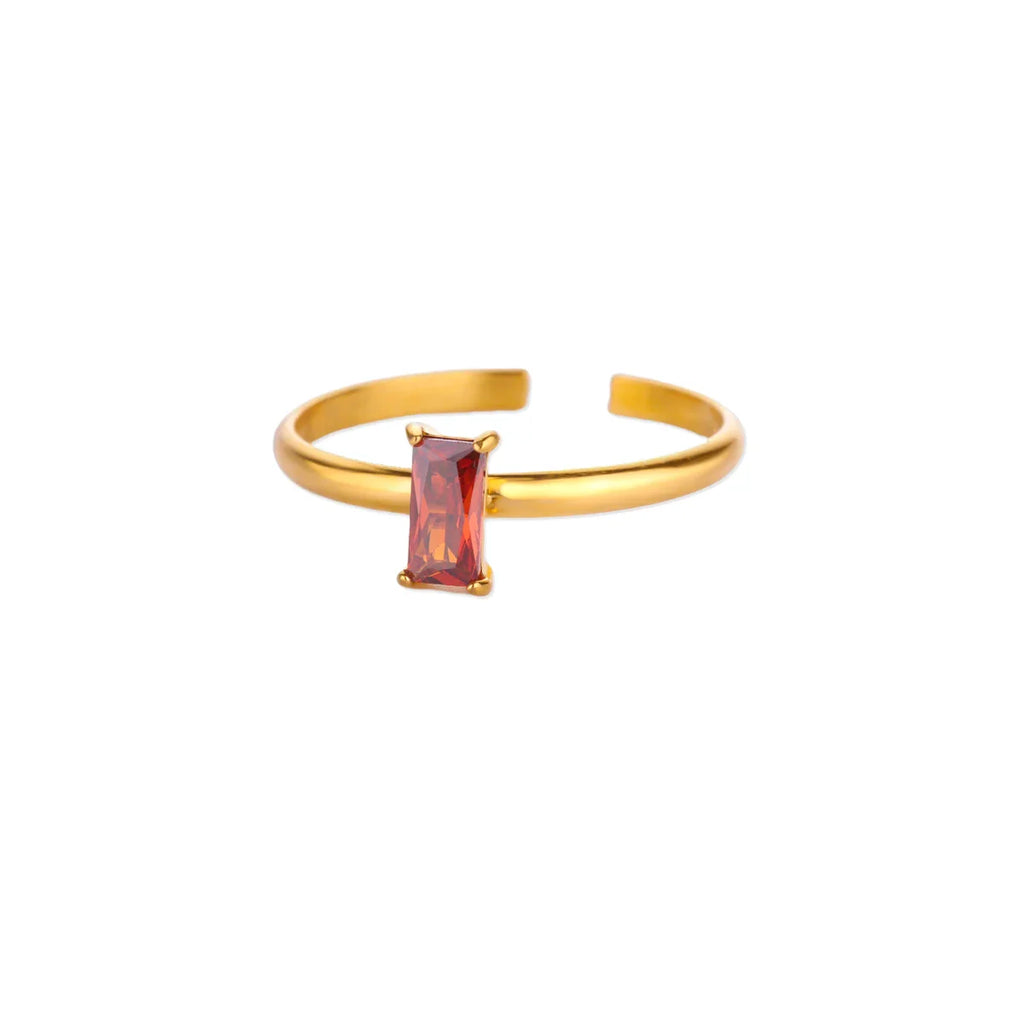 Adjustable ring with rectangular July birthstone