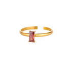Adjustable ring with rectangular July birthstone