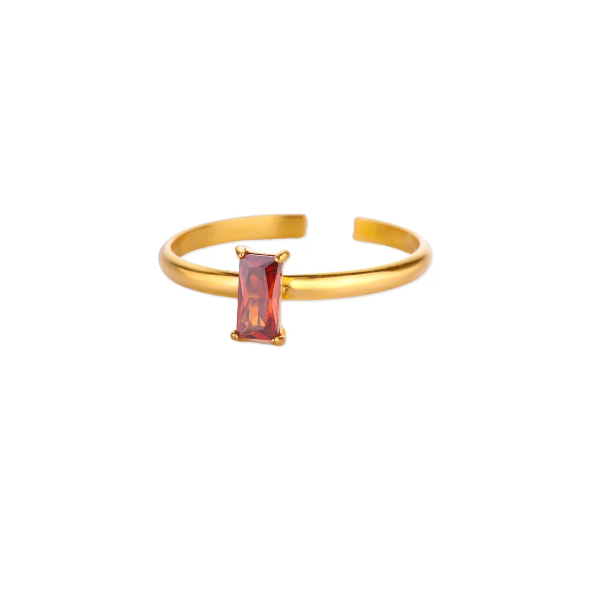 Adjustable ring with rectangular July birthstone
