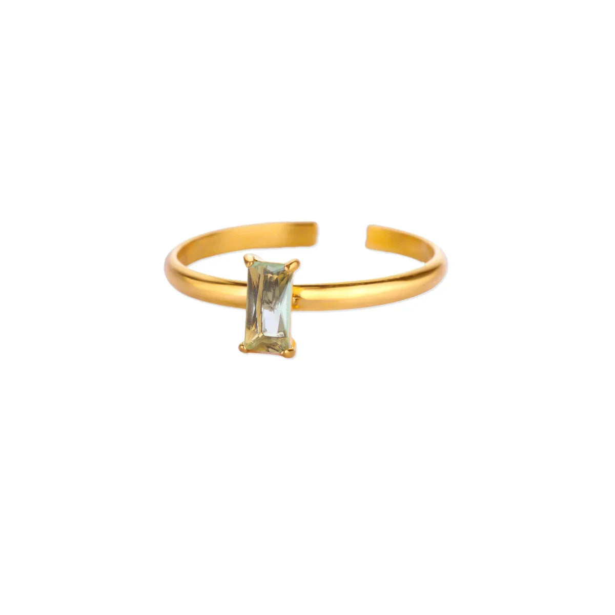 Adjustable ring with rectangular birthstone