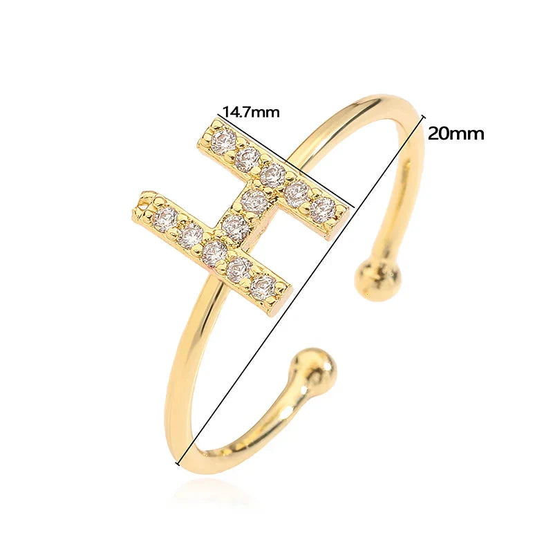 Adjustable personalized ring with initial