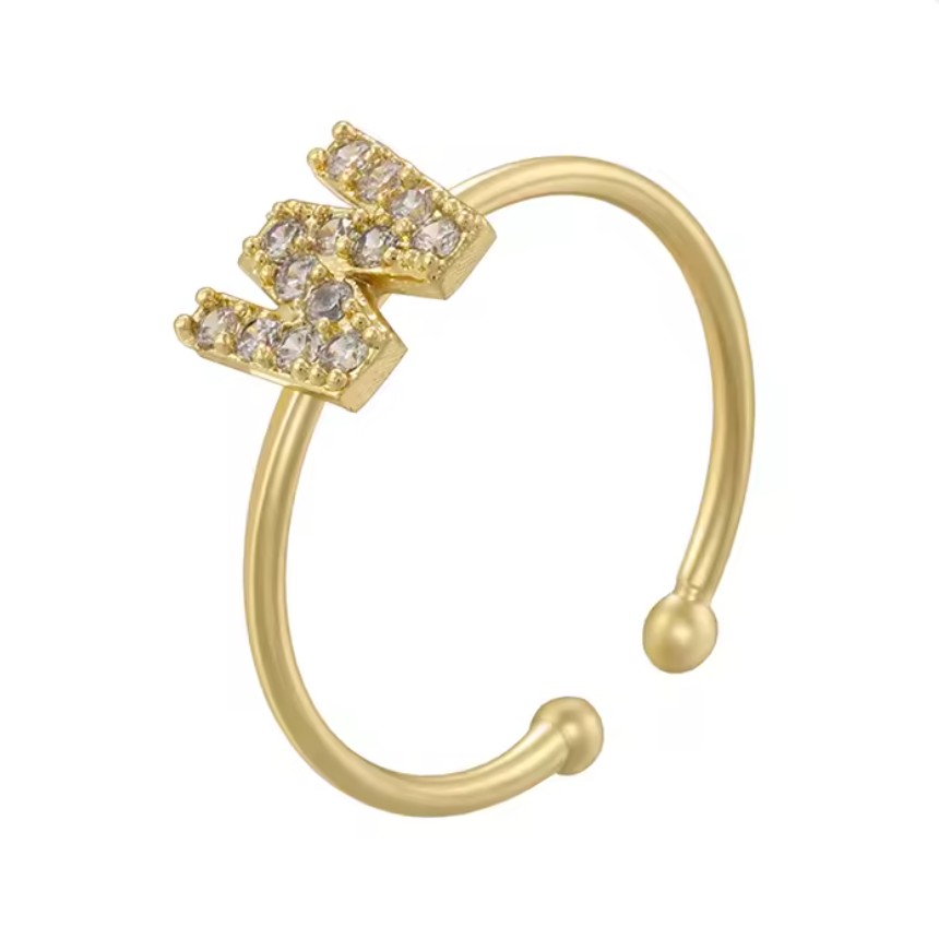 Adjustable adjustable ring initial - letter W