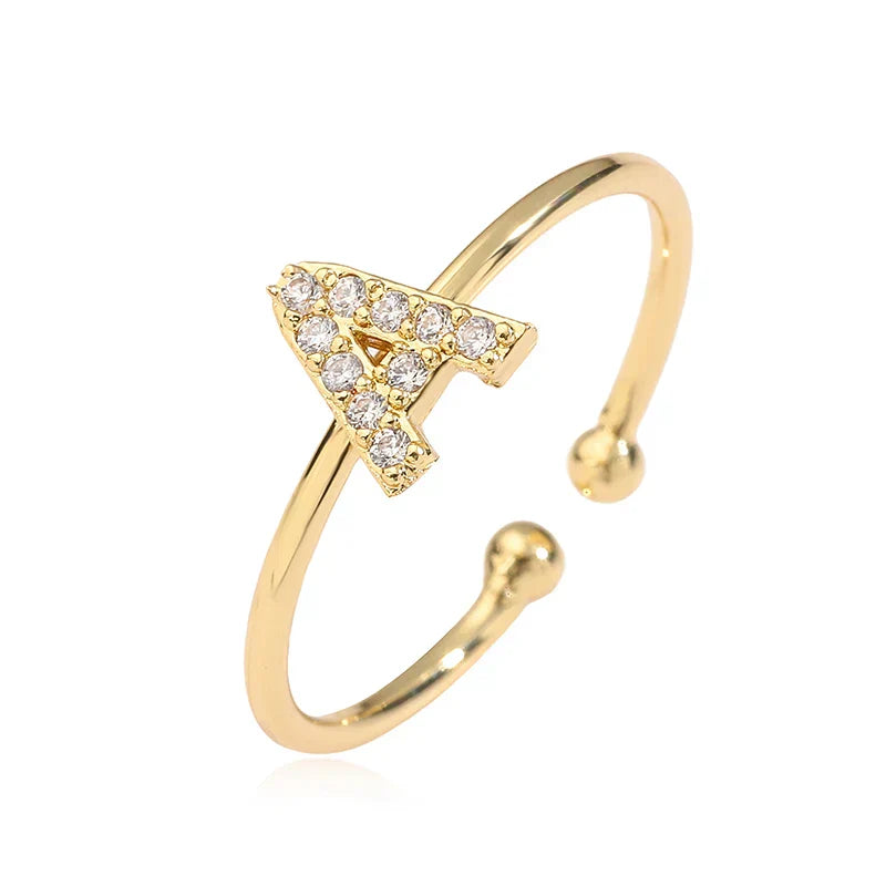 Adjustable personalized ring with initial a