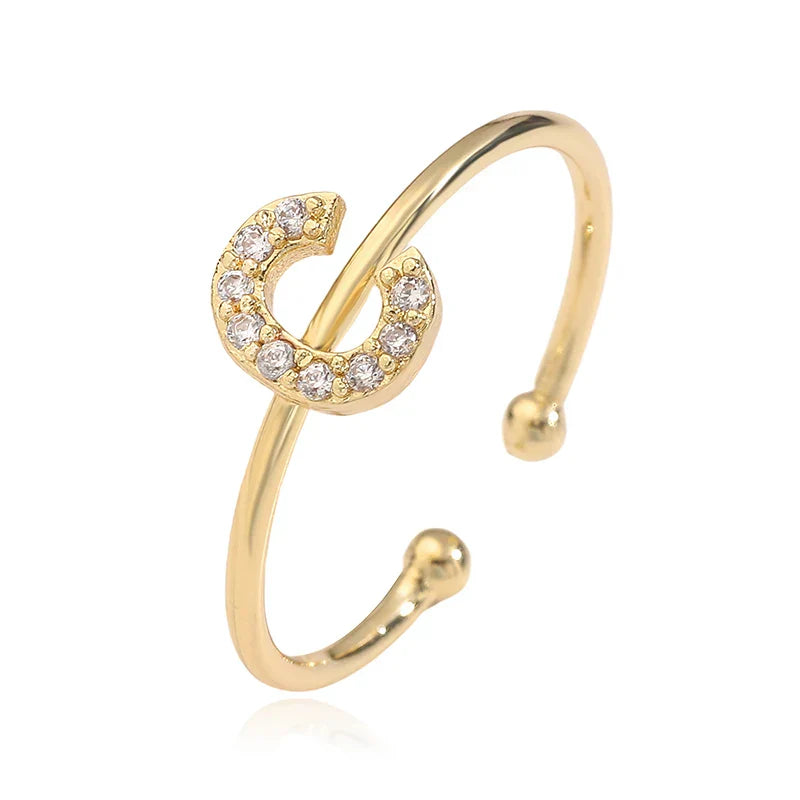 Adjustable personalized ring with initial c