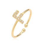 Adjustable personalized ring with initial f