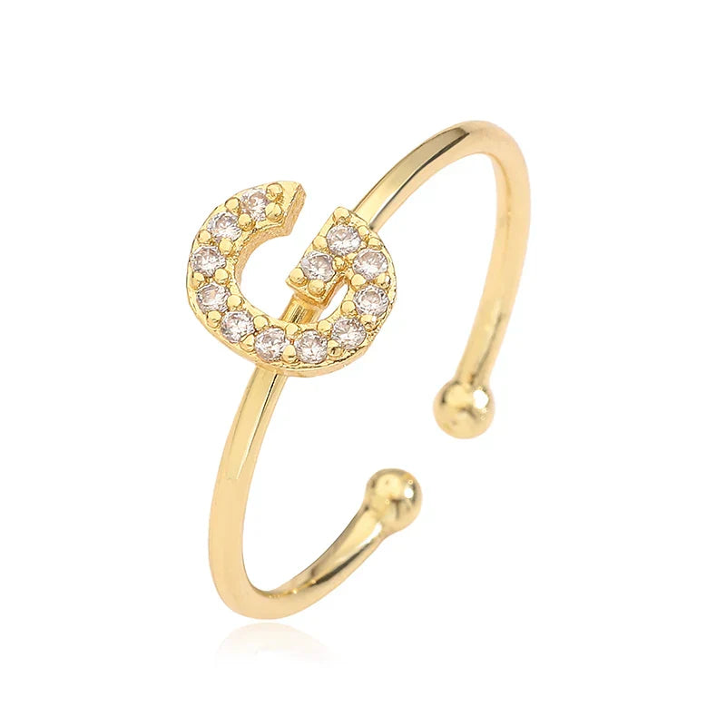 Adjustable personalized ring with initial g