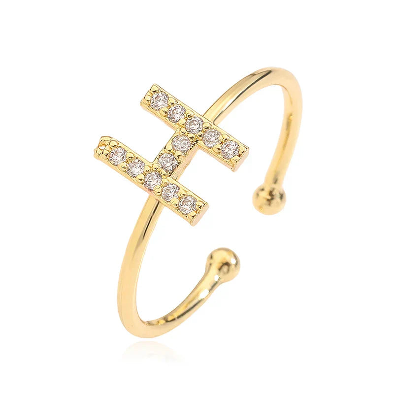 Adjustable personalized ring with initial h