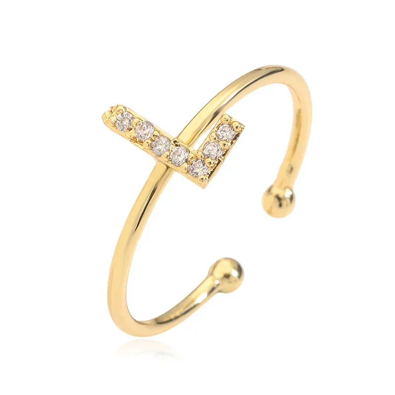 Adjustable personalized ring with initial l