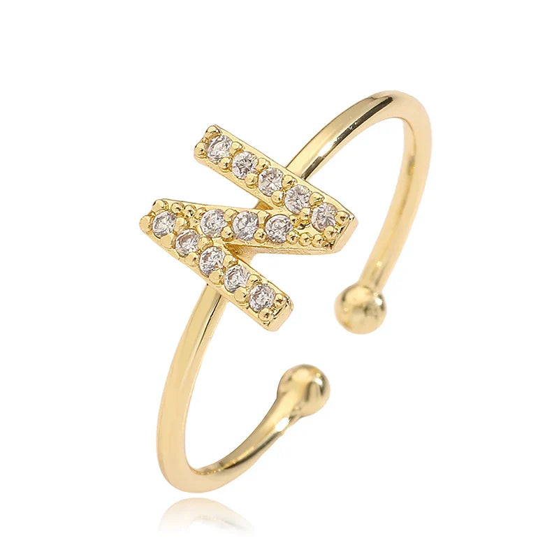 Adjustable personalized ring with initial n