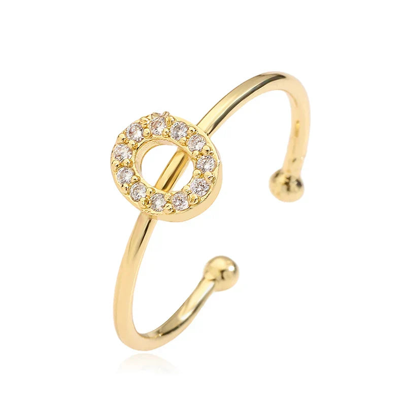 Adjustable personalized ring with initial o