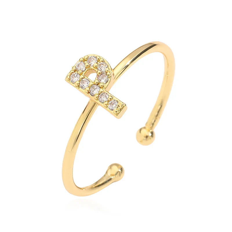 Adjustable personalized ring with initial p