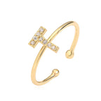 Adjustable personalized ring with initial t