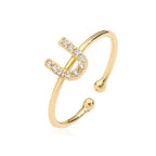 Adjustable personalized ring with initial u