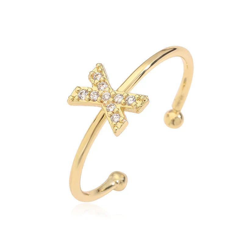 Adjustable personalized ring with initial x