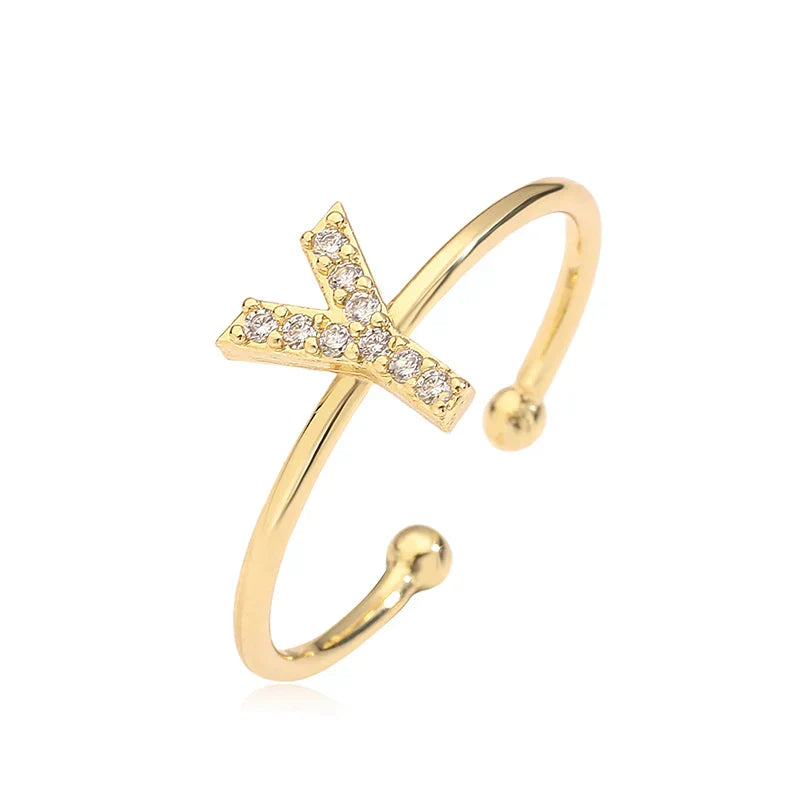 Adjustable personalized ring with initial y