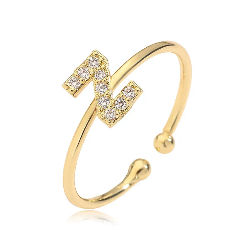 Adjustable personalized ring with initial z