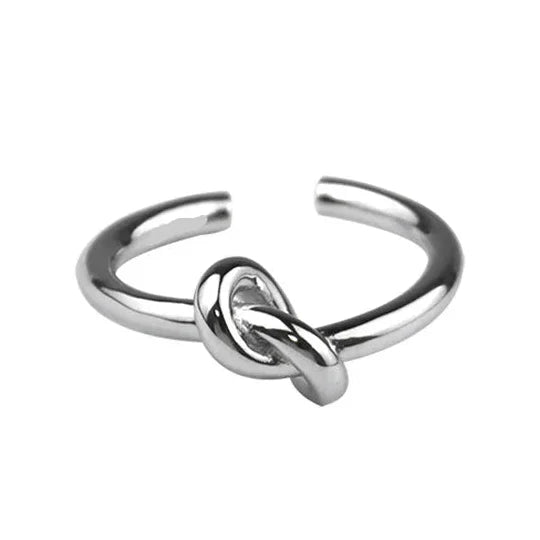 Adjustable knot silver ring