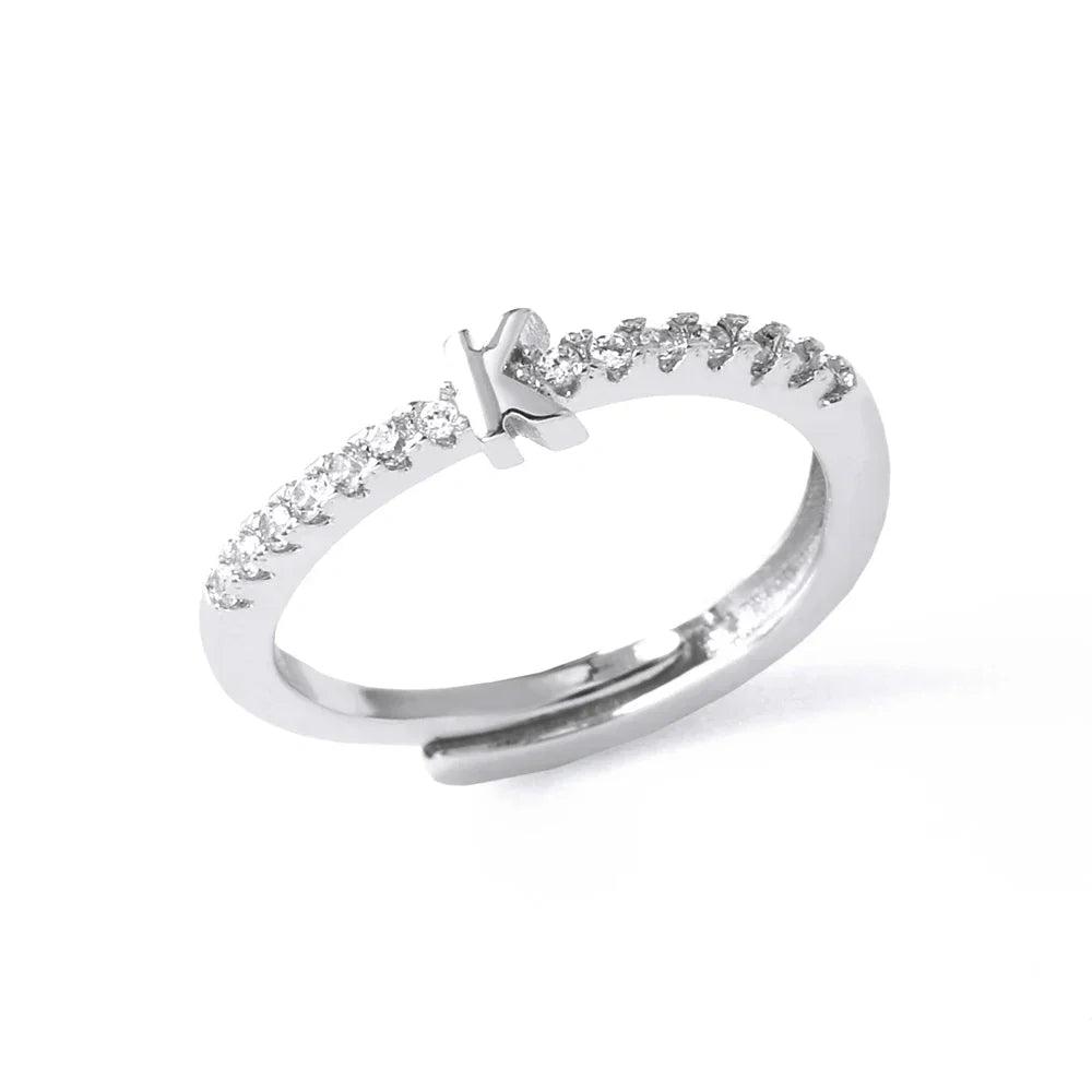 Adjustable women's ring with initial - letter