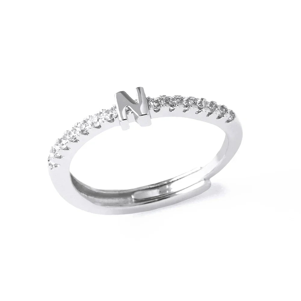 Adjustable women's ring with initial - letter