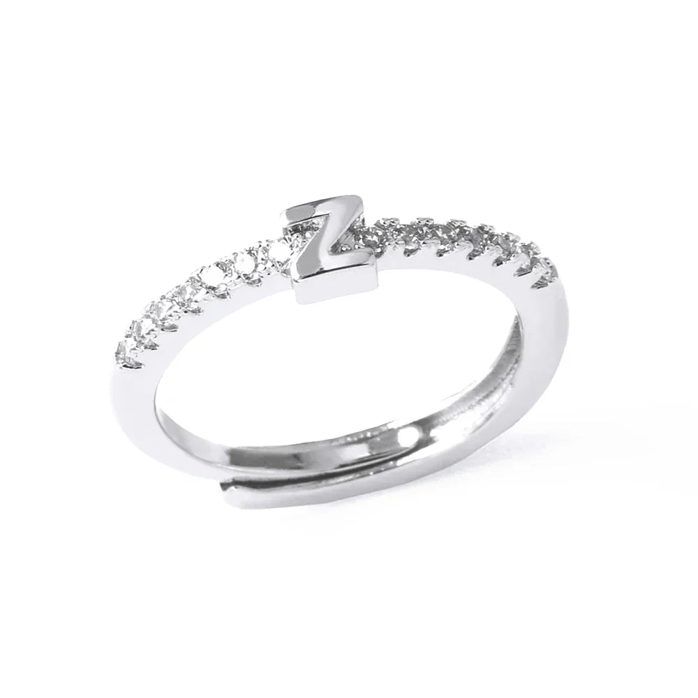 Adjustable women's ring with initial - letter