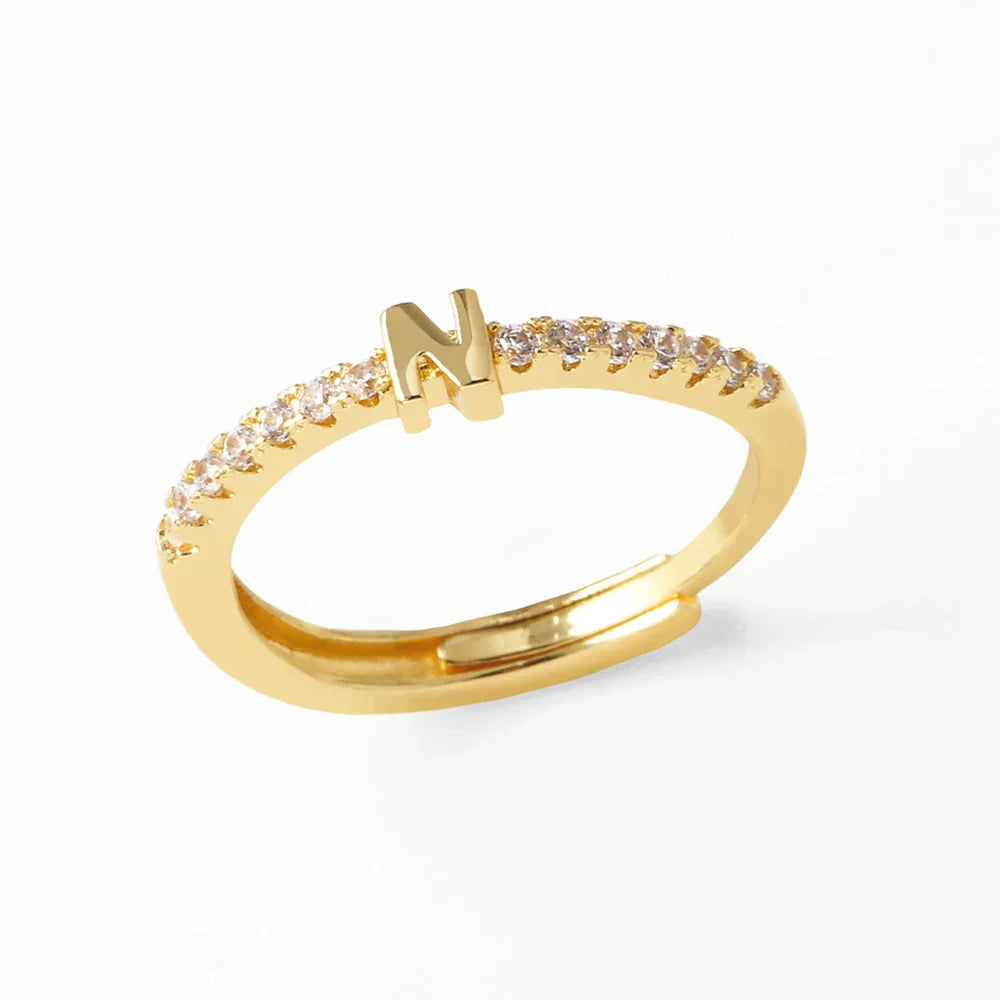 Adjustable women's ring with initial - letter