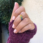 Bohemian-style anti-stress band ring with spinning beads gold