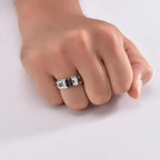 Egyptian Pattern Anti-Stress Spinner Ring silver