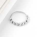 Stress-Relief Band Ring with Rotating Beads for Men or Women silver