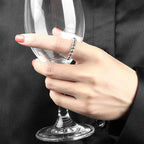 Stress-Relief Band Ring with Rotating Beads for Men or Women silver