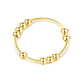 Stress-Relief Band Ring with Rotating Beads for Men or Women gold