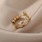 Anti-Stress Ring with Rotating Beads gold