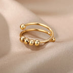 Anti-Stress Ring with Rotating Beads gold