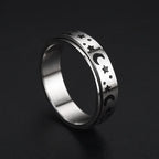 Spinning Anti-Stress Ring with Stars and Moons silver