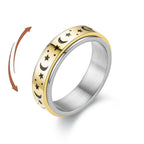 Spinning Anti-Stress Ring with Stars and Moons gold