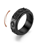 Moon and Sun Rotating Anti-Stress Ring in Black