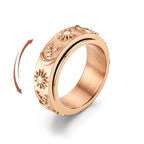 Moon and Sun Rotating Anti-Stress Ring in Rose Gold