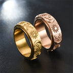 Moon and Sun Rotating Anti-Stress Ring in Rose Gold